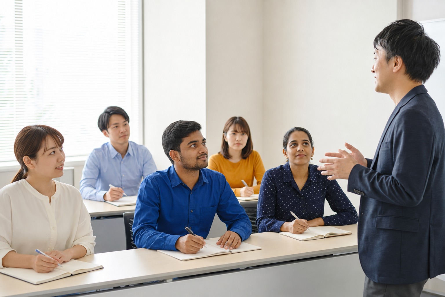 日本語や現場のルールを学ぶ留学生スタッフ